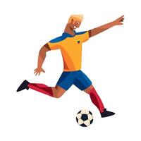 A soccer player is kicking the ball vector