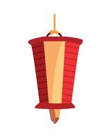 A red and yellow chinese lantern hanging from a hook vector