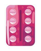 Pill pack with pills on it, flat design vector