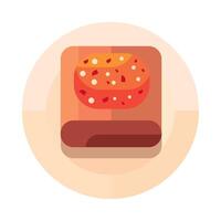 A slice of bread with a tomato on it vector