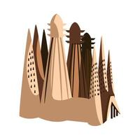 A cartoon illustration of a city with many buildings vector