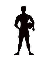 A silhouette of a man holding a ball vector