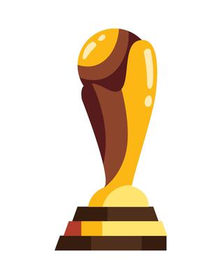 A golden trophy on a white background