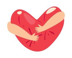 Two hands holding a heart shape on a white background vector