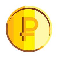 A yellow coin with the symbol of a p vector