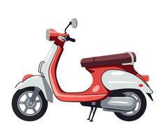 A red and white scooter on a white background vector