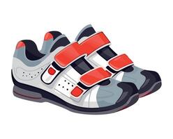 A pair of cycling shoes with red straps vector