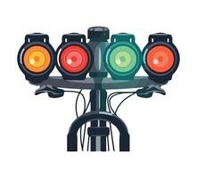 A bicycle with four traffic lights on the front vector