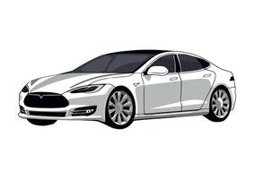 A white tesla car on a white background vector