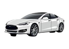 A white tesla car on a white background vector