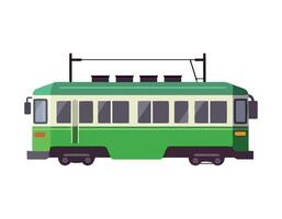 A green tram on a white background vector