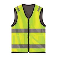 Yellow vest with reflective stripes on the front vector