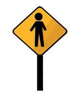 A yellow sign with a man standing on it vector