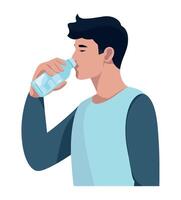 Man drinking water from a bottle vector