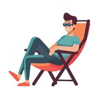 Man relaxing in chair with sunglasses illustration vector