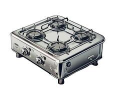 A stove with four burners on it vector