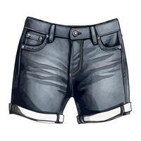 A pair of blue jeans shorts on a white background vector