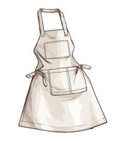 An apron is shown in a sketch vector