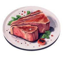 Steak steak on plate with pepper and tomato vector