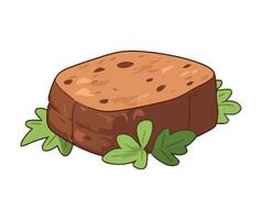 A piece of bread with green leaves on it vector
