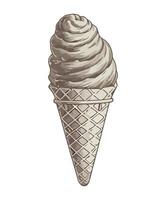 Ice cream in a waffle cone illustration vector