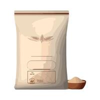 A bag of flour and a bowl of flour vector