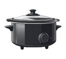 A black slow cooker on a white background vector
