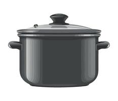 A black pot with lid on a white background vector