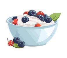 Yogurt with berries and berries in a bowl illustration vector