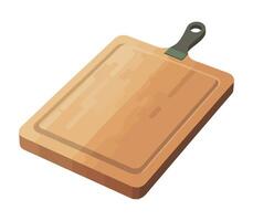 Wooden cutting board with handle isolated on white background vector