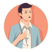 Illustration of a man with chest pain vector