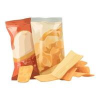 Pack of chips and crackers on white background vector
