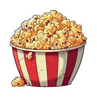 Popcorn in a striped bucket illustration vector