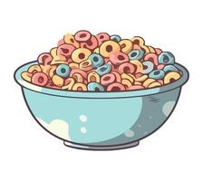 A bowl of cereal with colorful cereal in it vector