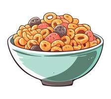 A bowl of cereal with fruit and nuts vector