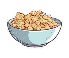 A bowl of nuts is shown in the illustration vector