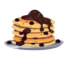 Pancakes with chocolate sauce illustration vector