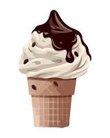 Ice cream cone with chocolate sauce illustration vector