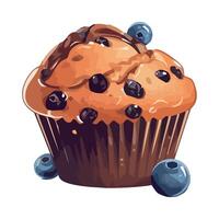 A muffin with blueberries on top vector