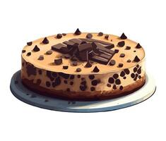 A chocolate cake with chocolate chips on top vector