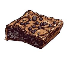 A piece of chocolate chip cookie dough on a white background vector