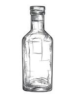 A drawing of a glass bottle with a label vector
