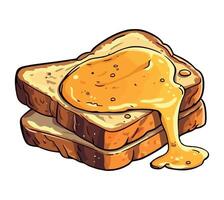 Toast with honey illustration vector