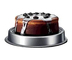 A cake with blueberries on top is shown vector