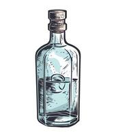 A bottle of alcohol with a label on it vector