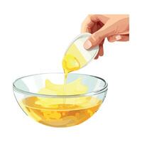 Hand pouring honey into a bowl vector