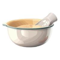 A bowl with a spoon and a bowl of batter vector
