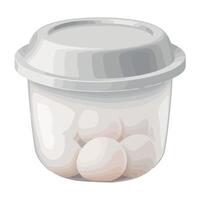 A plastic container with eggs in it vector