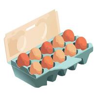 An egg carton with eggs in it vector
