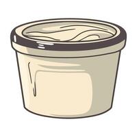 A container of cream cheese on a white background vector
